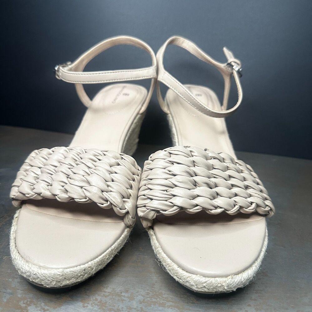 Bandolino Wedge Sandal 11 Espadrille Ankle Strap Summer Resort Nude Cream Jingle - Picture 2 of 9